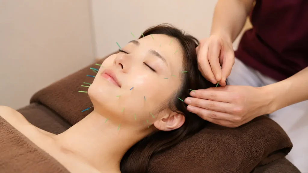 美顔鍼施術の様子